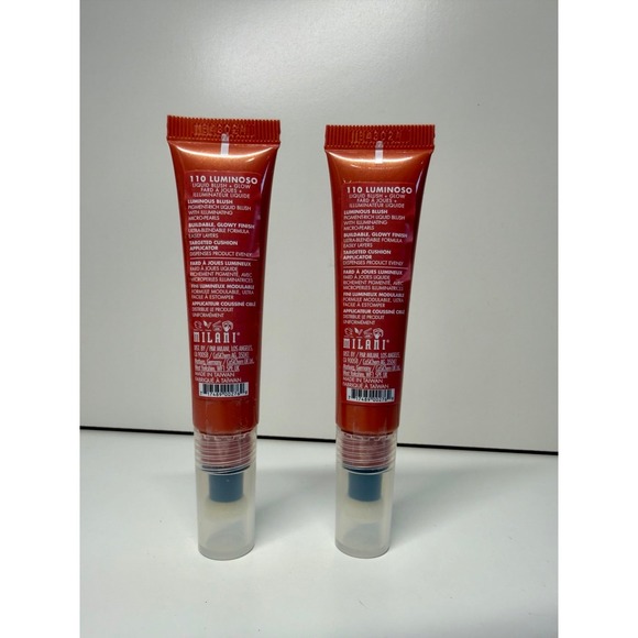 2 Milani Cheek Kiss Liquid Blush Glow 110 LUMINOSO Peach Full Size - 0.33 Oz Ea - Picture 2 of 3